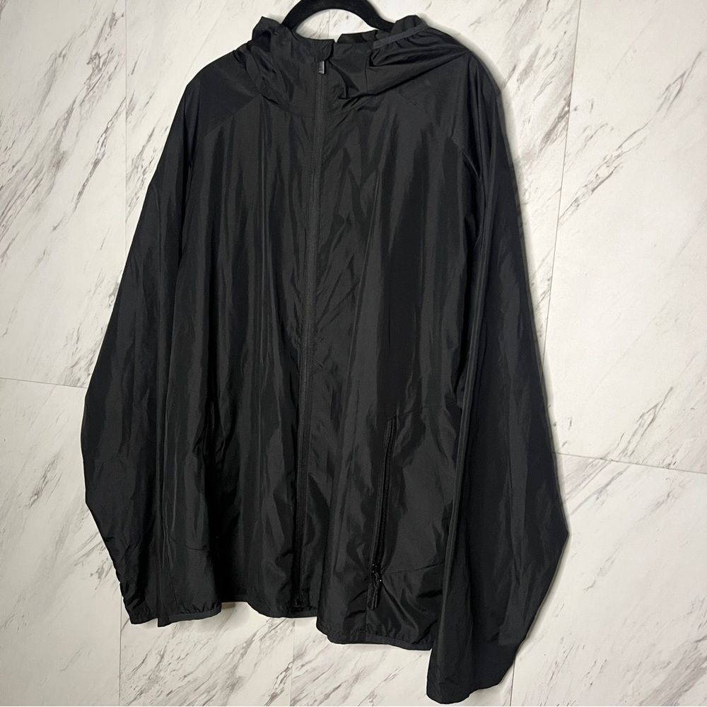 All in Motion Black Packable Layer Shell Zip Windbreaker Jacket Mens XL Hooded